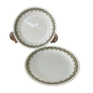 Vtg Corelle Spring Blossom Green Crazy Daisy 2 Luncheon Salad Appetizer Plates